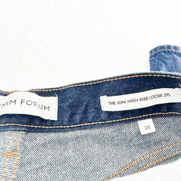 Denim Forum Aritizia The Joni High Rise Loose Button Dark Wash Denim 29L Size 25 - Picture 6 of 8